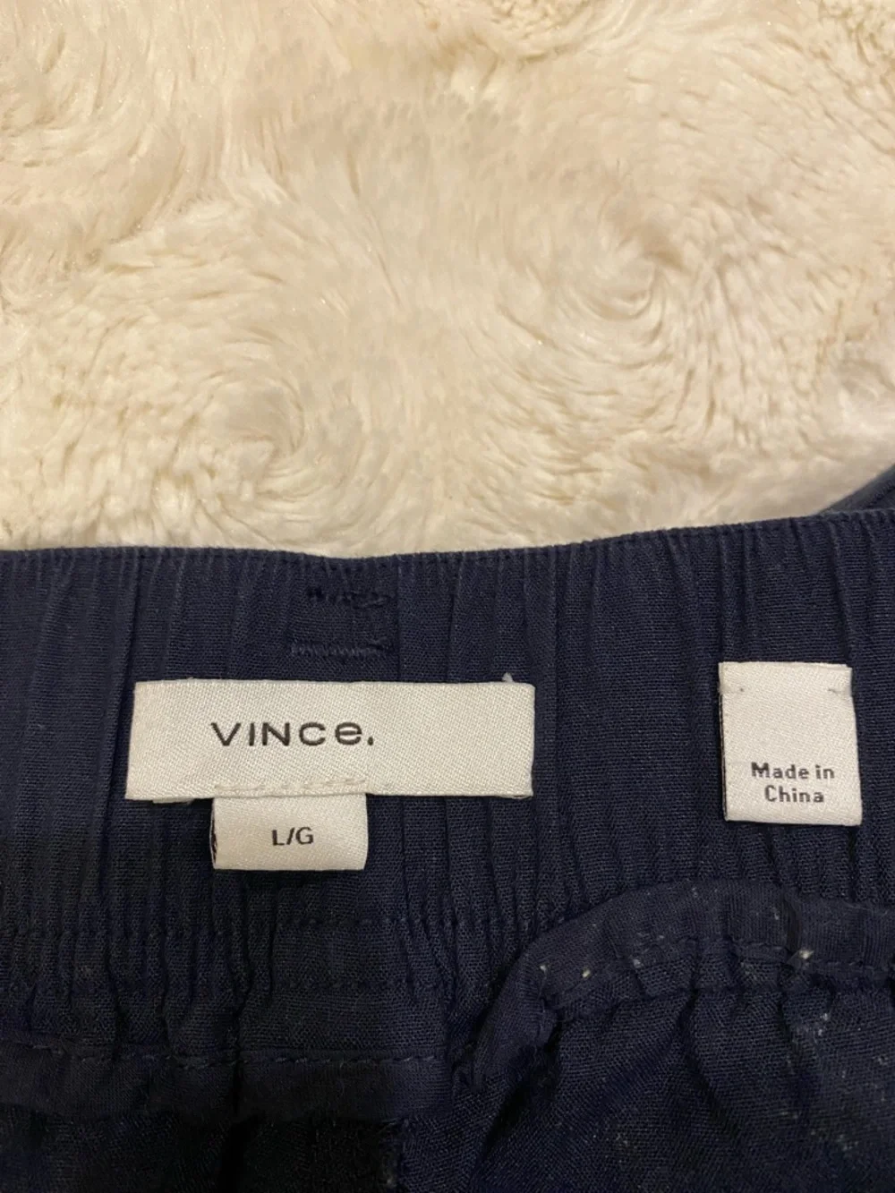 VINCE Wide-Leg High Rise Linen Navy Cargo Pants size Large